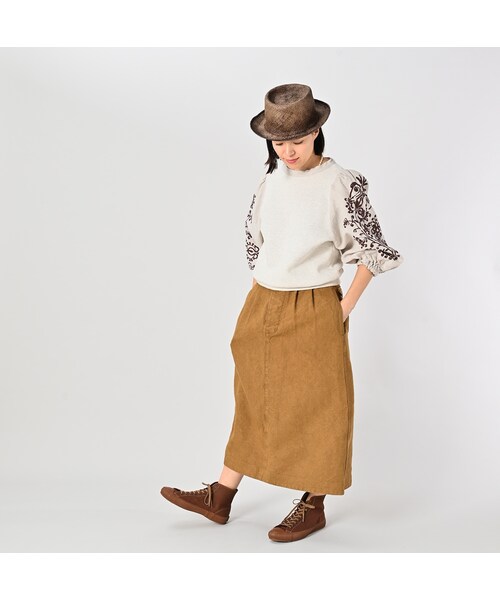 45R45rpm 裏毛deフラワー刺繍のパフ スウェット 裏毛deフラワー刺繍のパフスウェット（トップ）