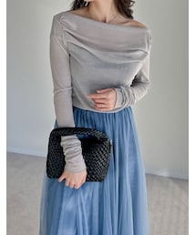 Re:EDIT（リエディ）の「シアーリブドレープオフショルダートップス - トップス通販 | 人気レディースファッション - Re:EDIT（リエディ）（その他・レディース）」
