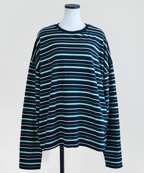 Marient（マリエント）の「マルチボーダーTOPS（Tシャツ/カットソー・レディース・グレー/ブルー・FREE）」の2枚目の写真