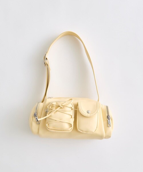OLIVE des OLIVE(オリーブデオリーブ)の「レースアップポケットバッグ(バッグ・レディース・イエロー/ブラック/サックスブルー/アイボリー・FREE)」の1枚目の写真