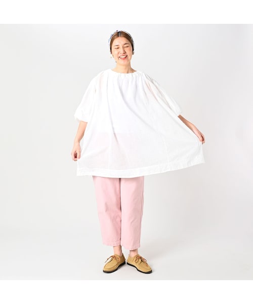 45R（フォーティファイブアール）の「ガーゼのシャーリングチュニック