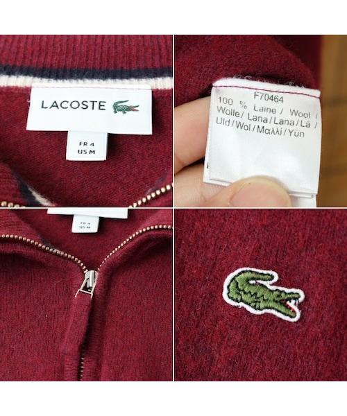 FRENCH LACOSTE(フレンチラコステ)の「フレンチ ラコステ LACOSTE ハーフジップ ウール ニット セーター ワインレッド メンズM ヨーロッパ古着(ニット/セーター・レディース・レッド・M)」の2枚目の写真