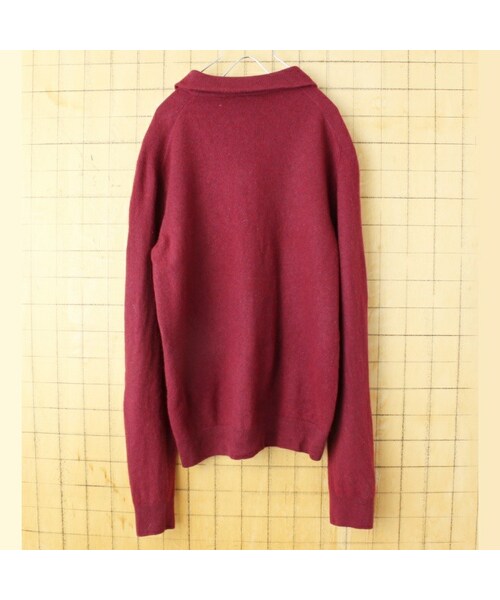 FRENCH LACOSTE(フレンチラコステ)の「フレンチ ラコステ LACOSTE ハーフジップ ウール ニット セーター ワインレッド メンズM ヨーロッパ古着(ニット/セーター・レディース・レッド・M)」の3枚目の写真