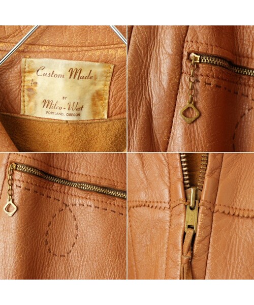 --(--)の「50s 60s USA製 Milco West レザー ジャケット メンズL相当 ライトブラウン アメリカ古着(その他アウター・レディース・ブラウン・L)」の2枚目の写真