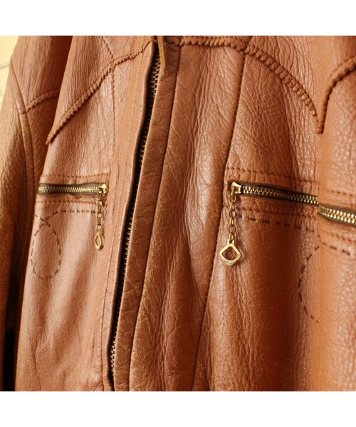 --(--)の「50s 60s USA製 Milco West レザー ジャケット メンズL相当 ライトブラウン アメリカ古着(その他アウター・レディース・ブラウン・L)」の3枚目の写真