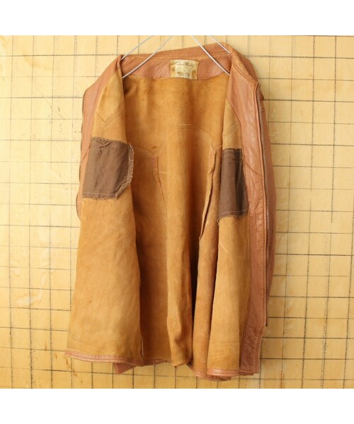 --(--)の「50s 60s USA製 Milco West レザー ジャケット メンズL相当 ライトブラウン アメリカ古着(その他アウター・レディース・ブラウン・L)」の4枚目の写真