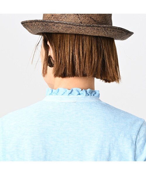 45R 天竺の四角ヘンリーネックTシャツ 45R天竺の四角Tシャツ（45草染）: WOMEN｜45R