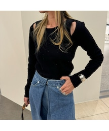 copine | レイヤード風リブトップス(ブラック)(Tシャツ/カットソー)