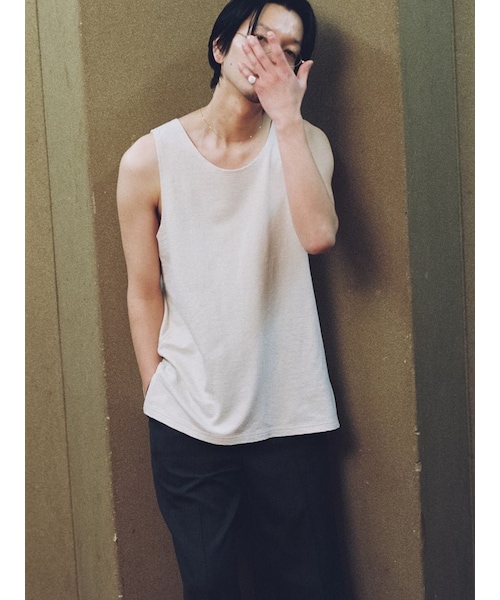 LIDNM(リドム)の「LINEN SLUB TANK TOP(タンクトップ・メンズ・ブラック/ホワイト/ブラウン・S/M/L)」の7枚目の写真