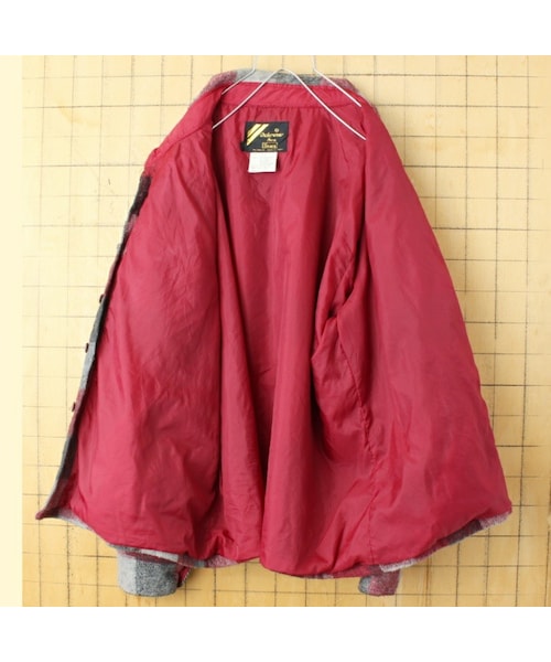 --（--）の「70s 80s USA Sears ウール チェック CPO ジャケット メンズXL レッド グレー アウトドア アメリカ古着（その他アウター・レディース・レッド・XL）」の3枚目の写真