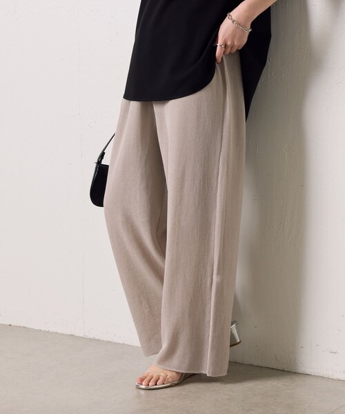 COLLAGE GALLARDAGALANTE（コラージュガリャルダガランテ）の「【ウエスト調整可】ニットシアーリブパンツ（パンツ・レディース・オフホワイト/ライトグレー・F）」の2枚目の写真