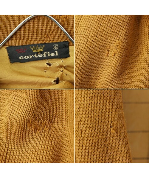 --（--）の「60s 70s EURO cortefiel スウェードレザー ウールニット カーディガン ライトブラウン メンズML相当 ヨーロッパ古着（カーディガン/ボレロ・レディース・ブラウン・L）」の2枚目の写真