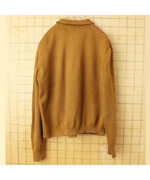 --（--）の「60s 70s EURO cortefiel スウェードレザー ウールニット カーディガン ライトブラウン メンズML相当 ヨーロッパ古着（カーディガン/ボレロ・レディース・ブラウン・L）」の6枚目の写真