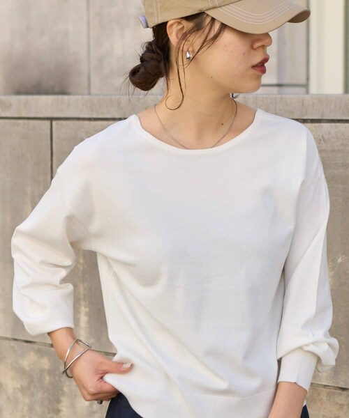 COLONY 2139（コロニートゥーワンスリーナイン）の「【SS先行予約/2WAY】ビスコースPBTプレーティング長袖プルオーバー（ニット/セーター・レディース・グレー/レッド/サックスブルー/ブラック/オフホワイト・F）」の2枚目の写真