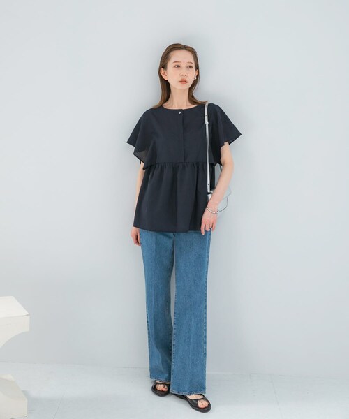 URBAN RESEARCH ROSSO（アーバンリサーチロッソ）の「『WEB限定』『UR TECH Smart Linen Touch』フレアスリーブブラウス（シャツ/ブラウス・レディース・B/STRIPE/NAVY/LIGHT PINK・Free）」の8枚目の写真