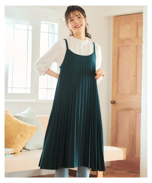 nissen（ニッセン）の「大きいサイズ カットソープリーツキャミワンピース（ワンピース・レディース・スモーキーピンク/黒/ネイビー/モカ/フォレストグリーン/チャコールグレー/グレージュ/ブラウン/チェック・L/LL/3L/4L/5L/6L/8L/10L）」の22枚目の写真