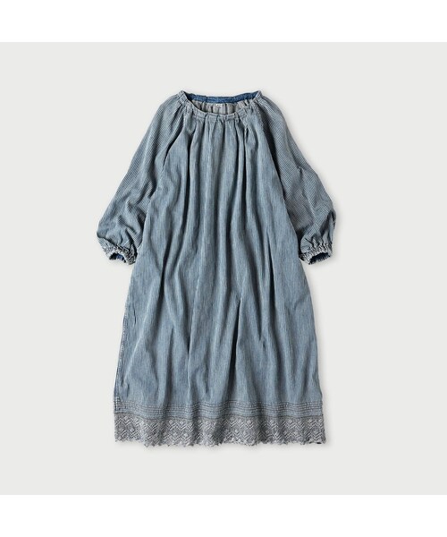 45R 45プチデニム×レースのタックドレス(加工) 45プチデニム×レースのタックドレス（加工）