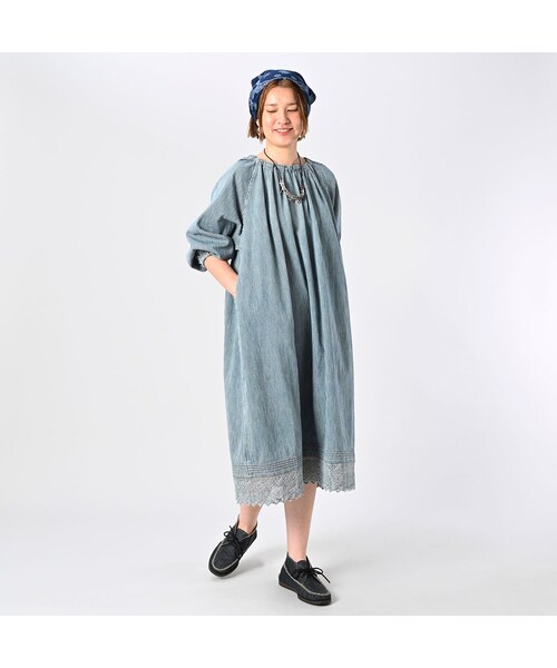 45プチデニム×レースのタックドレス（加工）