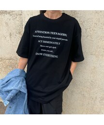 copine | 英字ロゴビッグTシャツ(ブラック)(Tシャツ/カットソー)