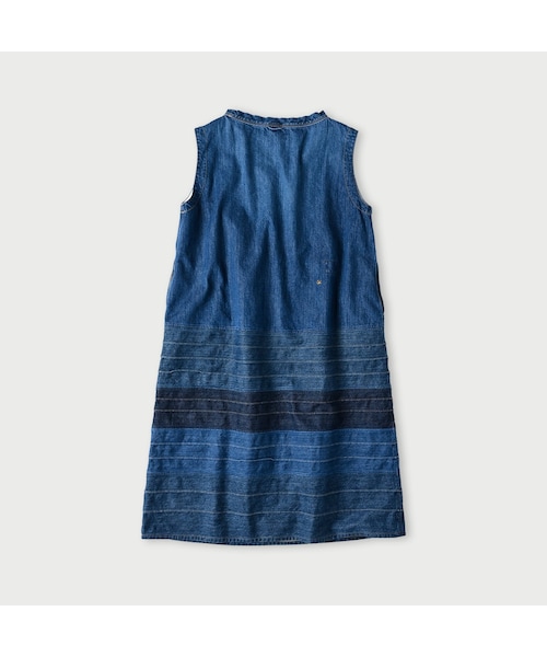 45R ライ麦デニムの切替ピンタックドレス(淡) 45R（フォーティファイブアール）の「ライ麦デニムの切替ピンタック