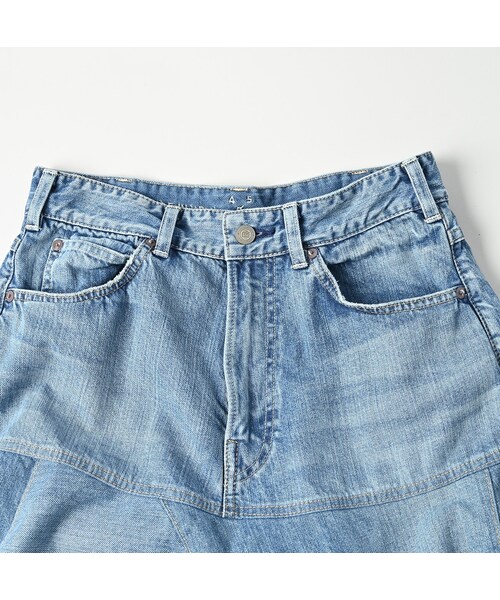 ライ麦デニムのシャルロットパッチワークスカート（淡） 45R（フォーティファイブアール）の「ライ麦デニムの