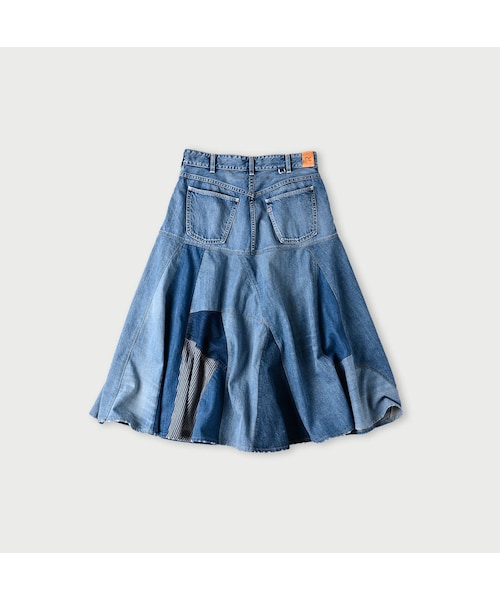 ライ麦デニムのシャルロットパッチワークスカート（淡） 45R（フォーティファイブアール）の「ライ麦デニムの
