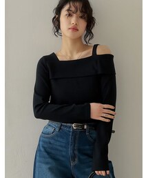 Re:EDIT（リエディ）の「リブカットソーストラップアシメトップス - トップス通販 | 人気レディースファッション - Re:EDIT（リエディ）（その他・レディース）」