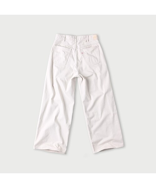 45R おこめホワイトのコバチ比女 バギーデニム パンツ Lサイズ フレア 白 45R（フォーティファイブアール）の「ライ麦デニムのバチ比女