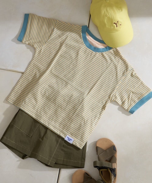 CIAOPANIC TYPY（チャオパニックティピー）の「【KIDS】【プチプラ】アソート柄リンガーTEE（Tシャツ/カットソー・キッズ・パープル/バーガンディー/ネイビー/ミント/ブルー/レッド/イエロー/オレンジ・XL/L/XXL/S/M）」の2枚目の写真