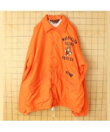 70s 80s USA製 Pla-Jac MASSILLON TIGERS ナイロン コーチ ジャケット メンズM オレンジ ライナー付き アメリカ古着