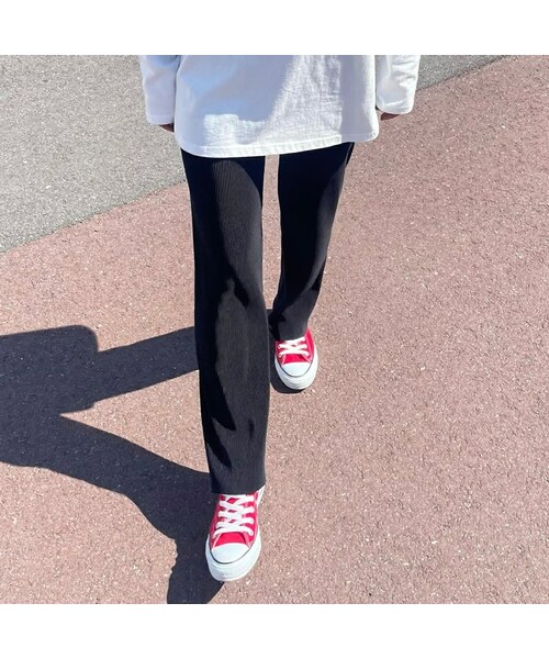 copine(コピン)の「セルフカットプリーツパンツ(ブラック)(その他パンツ・レディース・ブラック・ワンサイズ)」の1枚目の写真