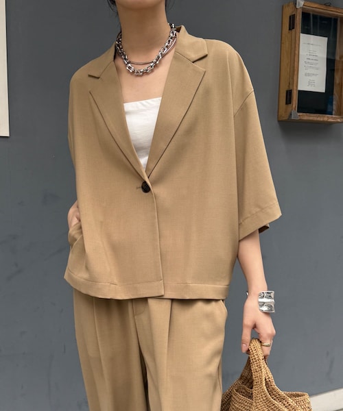 接触冷感5分袖ジャケット