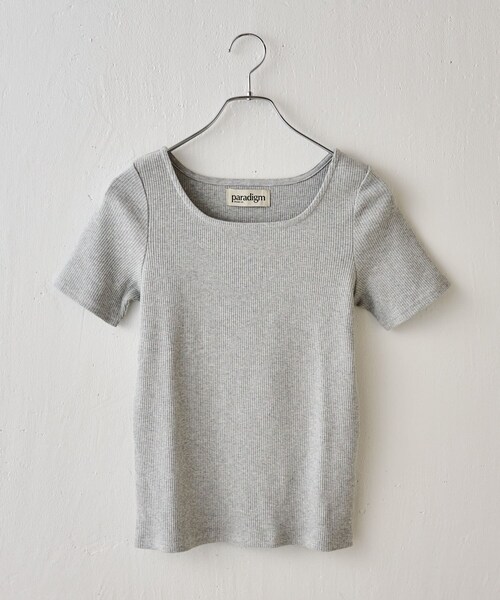 COLONY 2139(コロニートゥーワンスリーナイン)の「【paradigm】コットンリブスクエアネックカットソー半袖(Tシャツ/カットソー・レディース・ブラック/グレー/ホワイト・S/M)」の3枚目の写真