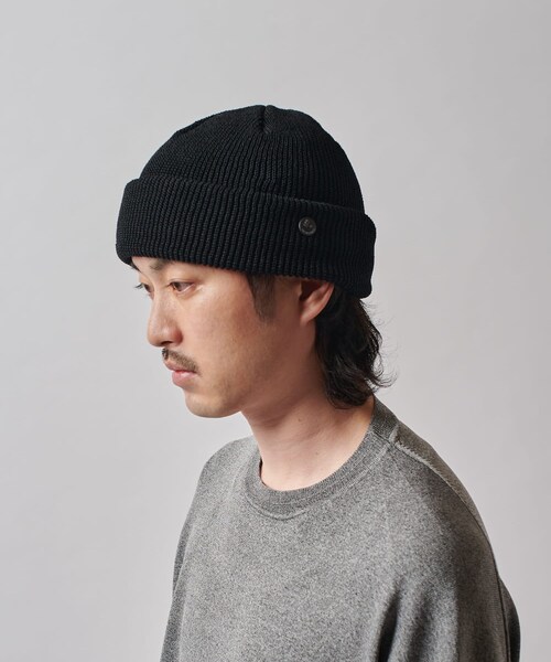 Lui's（ルイス）の「CPH cuff knit cap/straw yarn（ニットキャップ/ビーニー・メンズ・スカイブルー/ブラック・F）」の2枚目の写真