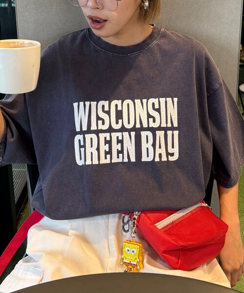 CIAOPANIC TYPY（チャオパニックティピー）の「【UNISEX】アシッドウォッシュ加工ロゴTEE（Tシャツ/カットソー・レディース・ライトグレー/ブラック/レッド/ネイビー・M/L）」の3枚目の写真