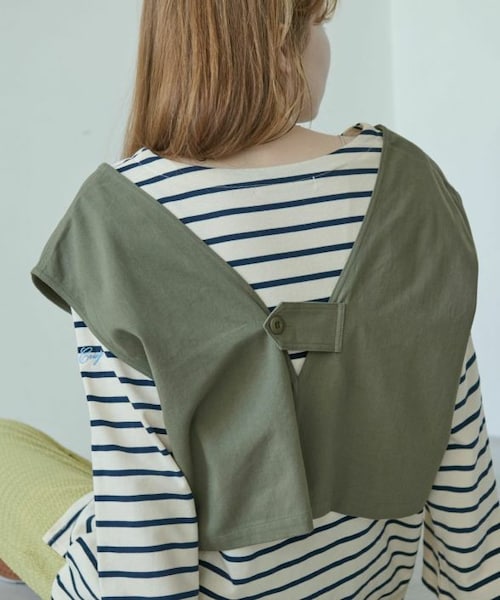 Crisp（クリスプ）の「ミリタリーショートベスト[c1R3613]（ベスト・レディース・アイボリー/カーキ・FREE）」の2枚目の写真