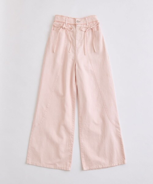 OLIVE des OLIVE(オリーブデオリーブ)の「【S/Mサイズ展開】切り替えリボンデニムパンツ(デニムパンツ・レディース・ピンク/サックスブルー/ブルー・M/S)」の1枚目の写真