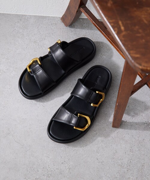 美品スミスタイル 本革 バックルベルト付き厚底サンダル ear PAPILLONNER（イアパピヨネ）の「本革/バックルベルトサンダル