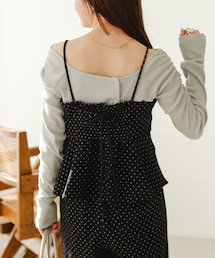 Kastane | 【セットアップ対応/無地&ドット】デニムライクペプラムキャミ(キャミソール)