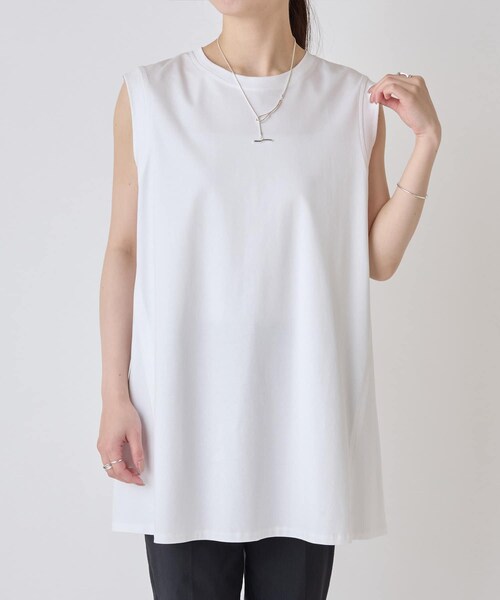 LIVETART（リヴェタート）の「ノースリーブカットソー（タンクトップ・レディース・ブラック/ホワイト・F）」の2枚目の写真