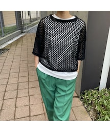 copine | メッシュ編みサマーニット(ブラック）(ニット/セーター)