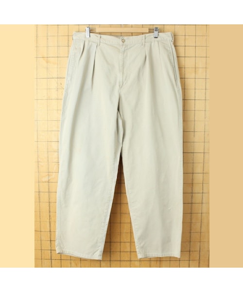 POLO RALPH LAUREN(ポロ ラルフ ローレン)の「90s USA製 POLO by Ralph Lauren ポロ ラルフローレン 2タック チノ パンツ ベージュ W36相当 4ポケット アメリカ古着(チノパンツ・レディース・ベージュ・W36)」の1枚目の写真