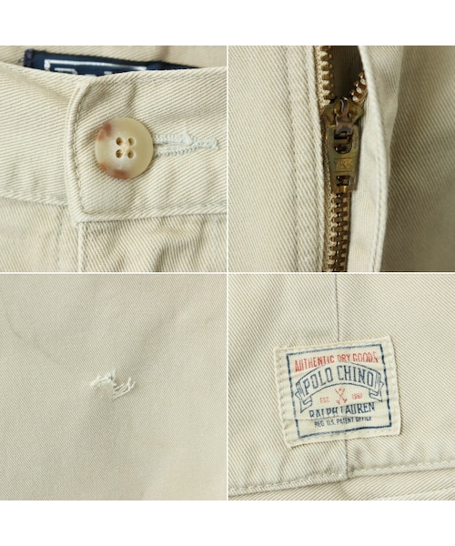 POLO RALPH LAUREN(ポロ ラルフ ローレン)の「90s USA製 POLO by Ralph Lauren ポロ ラルフローレン 2タック チノ パンツ ベージュ W36相当 4ポケット アメリカ古着(チノパンツ・レディース・ベージュ・W36)」の2枚目の写真