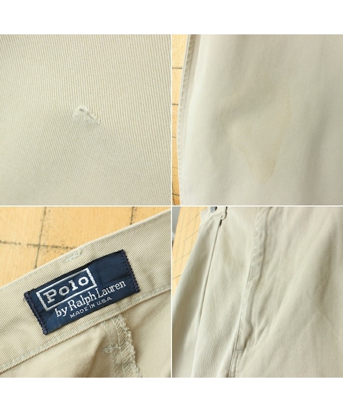 POLO RALPH LAUREN(ポロ ラルフ ローレン)の「90s USA製 POLO by Ralph Lauren ポロ ラルフローレン 2タック チノ パンツ ベージュ W36相当 4ポケット アメリカ古着(チノパンツ・レディース・ベージュ・W36)」の3枚目の写真