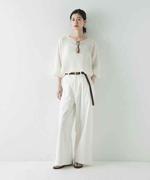 URBAN RESEARCH(アーバンリサーチ)の「『3サイズ展開』綿麻デニムイージーパンツ(デニムパンツ・レディース・WHITE/LT BLUE・38/40/36)」の14枚目の写真
