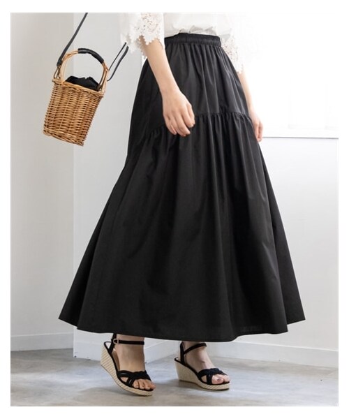 nissen（ニッセン）の「大きいサイズ変わりティアードロングスカート（スカート・レディース・キャラメル/カーディナルレッド/黒・L/LL/3L/4L/5L/6L/8L/10L）」の13枚目の写真