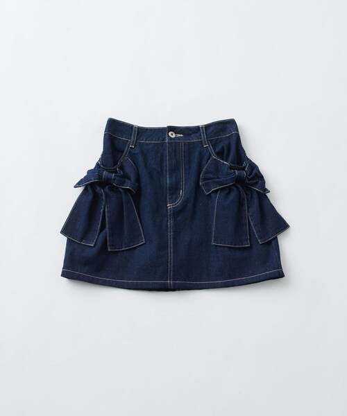 OLIVE des OLIVE（オリーブデオリーブ）の「ビッグリボンミニスカート（デニムスカート・レディース・ブルー/インディゴブルー/ブラック・FREE）」の3枚目の写真