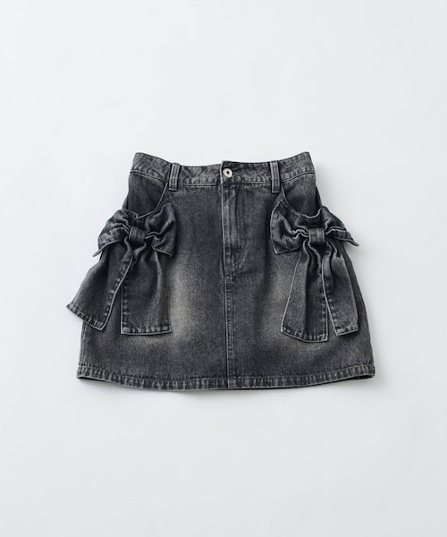OLIVE des OLIVE（オリーブデオリーブ）の「ビッグリボンミニスカート（デニムスカート・レディース・ブルー/インディゴブルー/ブラック・FREE）」の2枚目の写真
