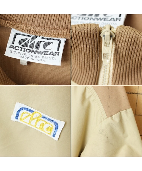 --(--)の「70s 80s USA製 ACTIONWEAR ジップアップ ジャケット ベージュ メンズM相当 ブルゾン アメリカ古着(ブルゾン・レディース・ベージュ・M)」の2枚目の写真