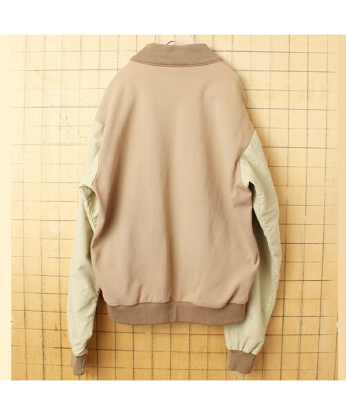 --(--)の「70s 80s USA製 ACTIONWEAR ジップアップ ジャケット ベージュ メンズM相当 ブルゾン アメリカ古着(ブルゾン・レディース・ベージュ・M)」の6枚目の写真